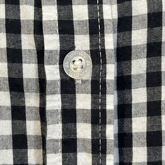 Woman Within Button Up Shirt Sz 2X Gingham Black White Cottagecore Mature - Picture 6 of 13